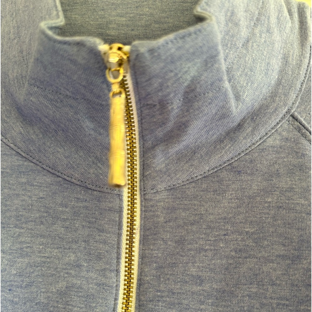 Lilly Pulitzer Powder Blue Half-Zip Pullover with White Crochet Trim - Picture 4 of 6
